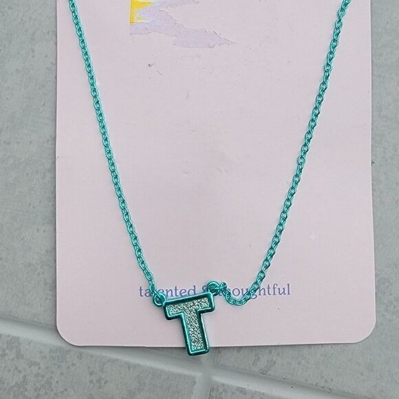 More Than Magic Girls Teal Glitter Modern Fashion Necklace T Locket One Size - Picture 1 of 5